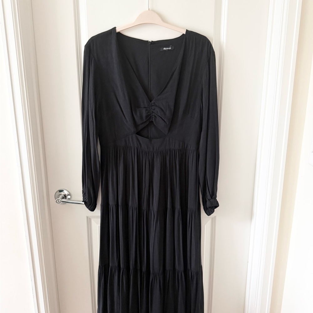 Madewell Black Tiered Maxi Dress with Front Cutout - Picture 5 of 7